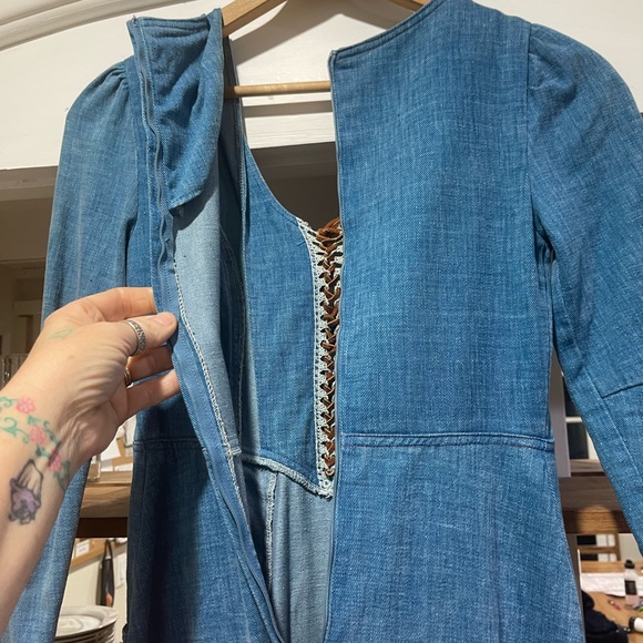 Size 7 S/M Rare Gunne Sax Corset Denim Maxi Festival Cottagecore 1970s Vintage - Picture 7 of 10